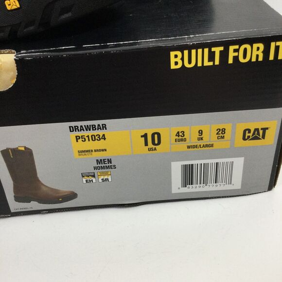 CAT Caterpillar P51034 Drawbar Pull-On Soft Toe Summer Brown Work Boots Shoes - Picture 11 of 12